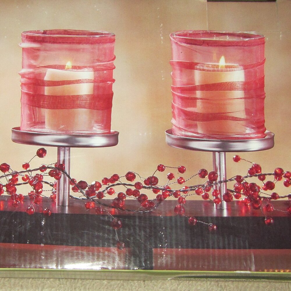 5-Candle Centerpiece on Dark Wood Base